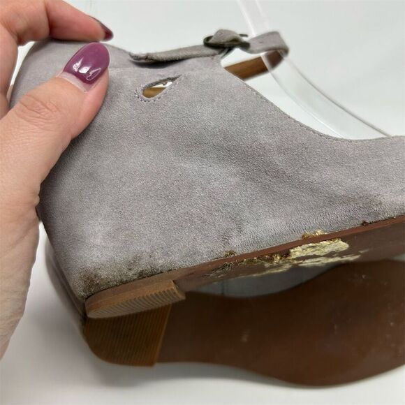 Jeffrey Campbell Women's Light Gray Peep Toe Wedge Heels Size 6 Classic Summer - Picture 11 of 15